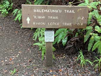 Hawaii Big Island Halema’uma’u trail sign